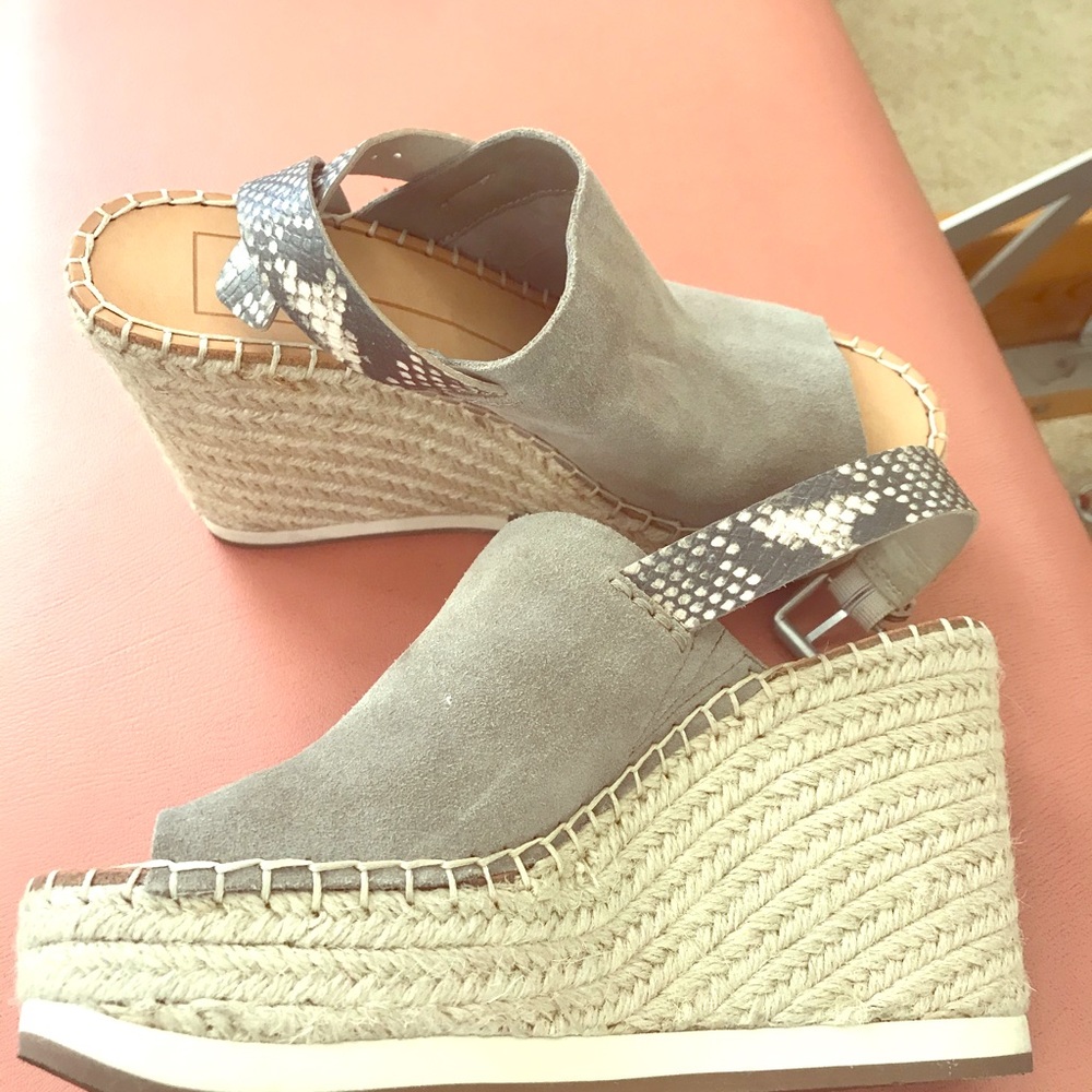 Grey and Snakeskin Wedges